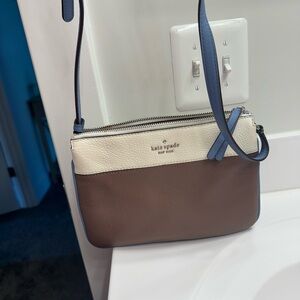 Kate Spade Cream and Brown Crossbody Bag with Structured Design